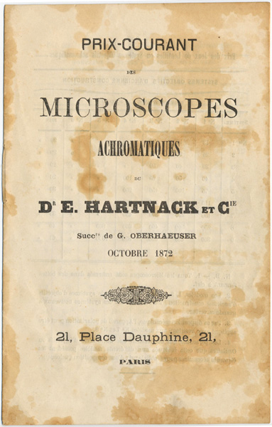 Prix-Courant Hartnack 1872