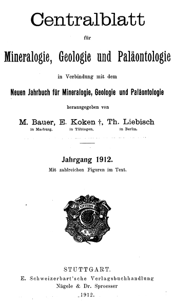 Centralblatt fr Mineralogie, Geologie und Palontologie